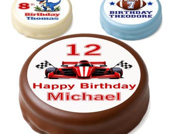 Personalized Boys Birthday Chocolate Dipped Oreos – Custom Name & Age Party Favors