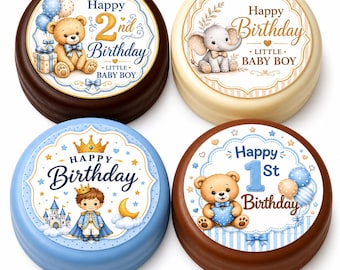 Baby Boy Birthday Chocolate Dipped Oreos | Personalized Party Favors | Custom Birthday Cookies