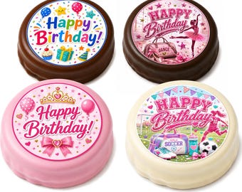 Girls Birthday Chocolate Dipped Oreos | Personalized Party Favors | Custom Birthday Cookies