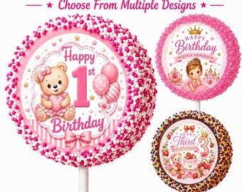 Baby Girl Birthday Cake Pops | Birthday Party Favors | Princess & Teddy Bear Themes