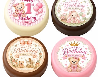aby Girl Birthday Chocolate Dipped Oreos | Personalized Party Favors | Custom Birthday Cookies