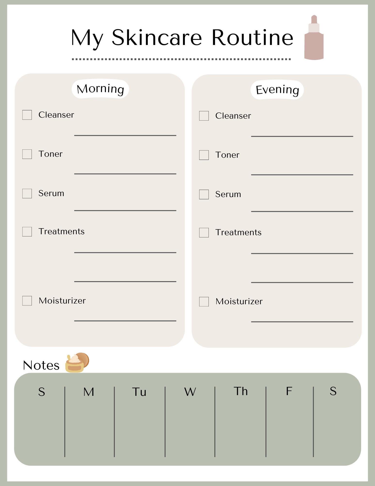 Simple Customizable Skincare Routine Guide - Etsy