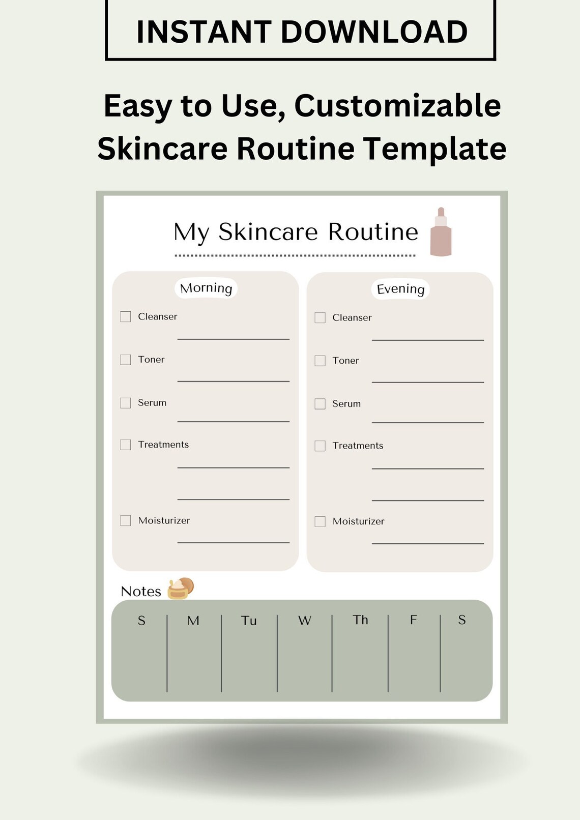 Simple Customizable Skincare Routine Guide - Etsy