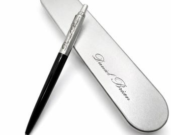 Personalized Parker Jotter Black Stainless Steel Ballpoint Pen Graduation or Office Gift for Him