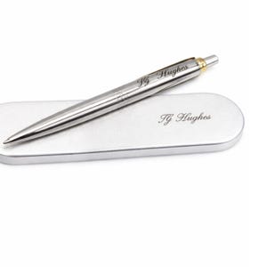 Personalized Engraved Parker Jotter Pen, Stainless Steel Gold Trim Ballpoint, Custom Name Gift