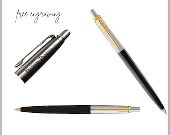 Personalized Engraved Genuine Parker Jotter Black Gold Trim GT