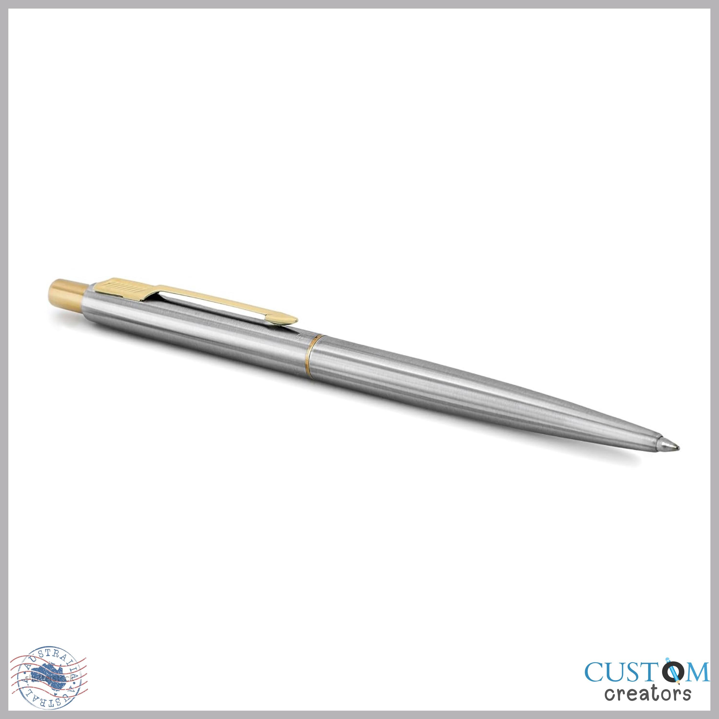 Personalized Engraved Parker Classic Stainless Steel Gold Trim Ball Pen ...