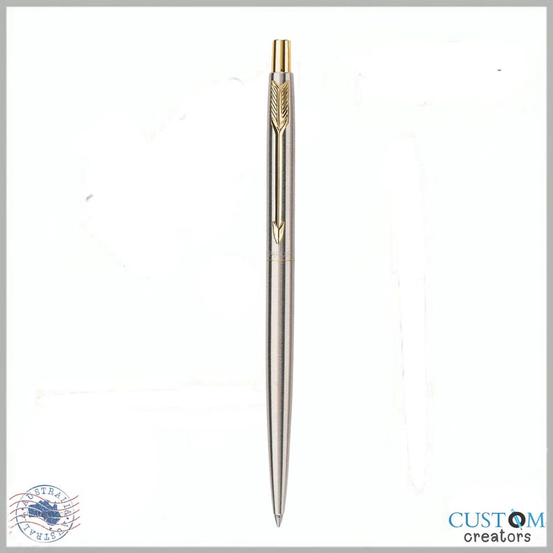 Personalized Engraved Parker Classic Stainless Steel Gold Trim Ball Pen ...