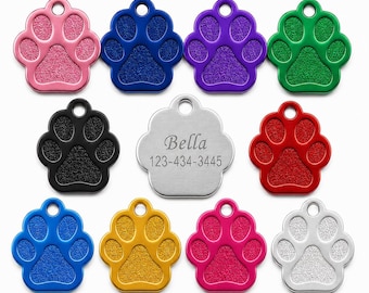 Gepersonaliseerde aangepaste gegraveerde aluminium huisdier-ID-tags met grote pootvorm