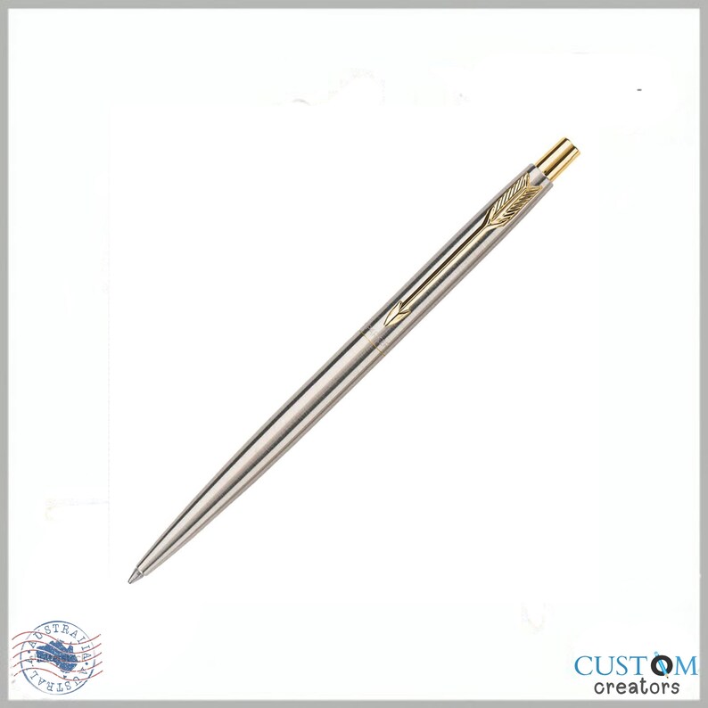 Personalized Engraved Parker Classic Stainless Steel Gold Trim Ball Pen ...