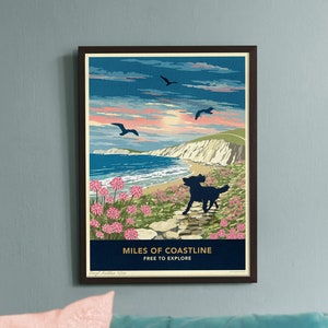 Spaniel Coastal Walk Limited Edition Art Print