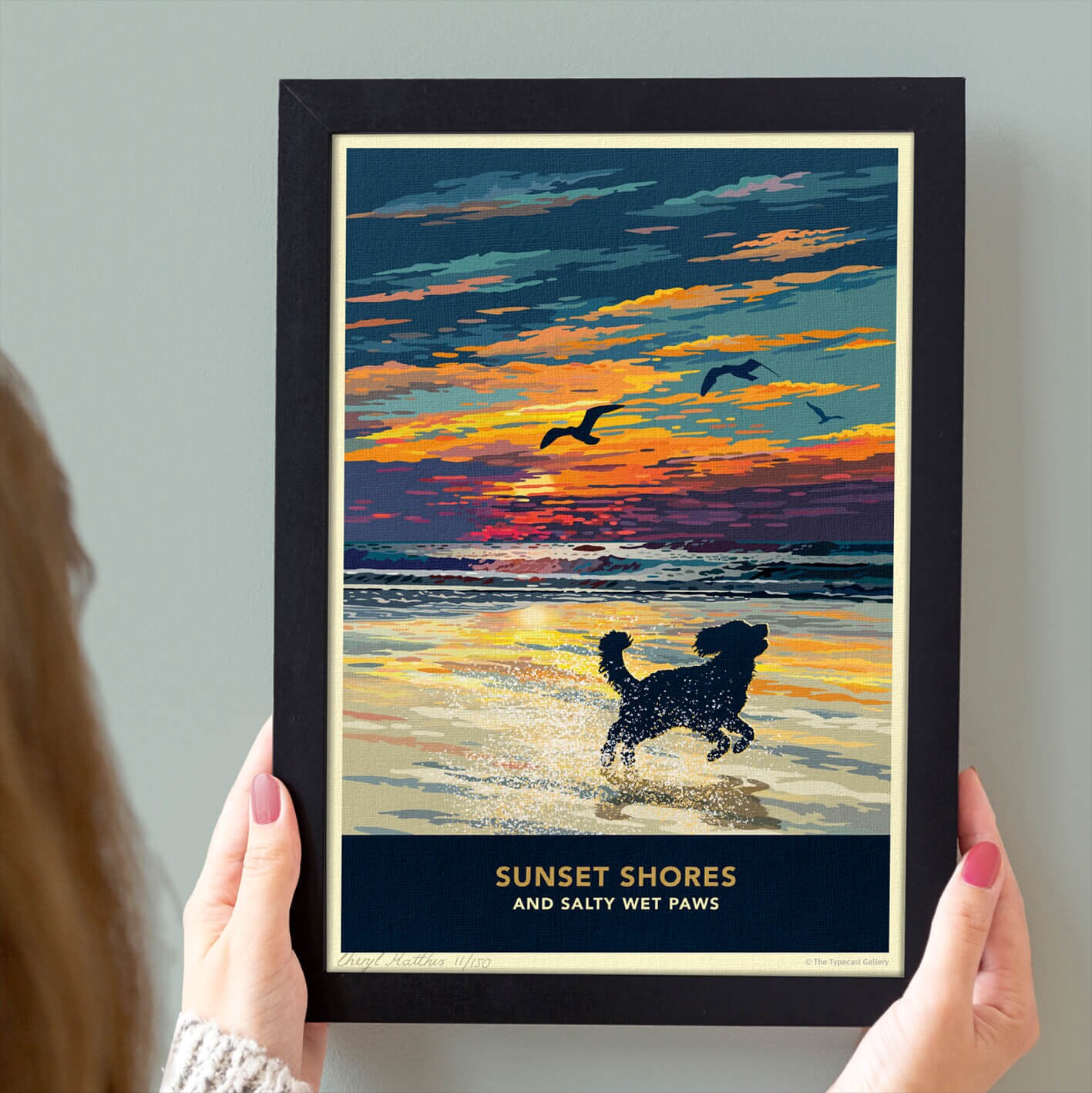Cockapoo Beach Sunset Art Print – Vintage Coastal Dog Decor Wall Art ...