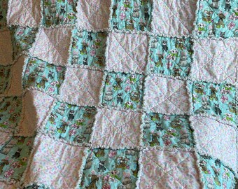 Easter Puppies and Bones - Rag Lap Quilt - 57x63”