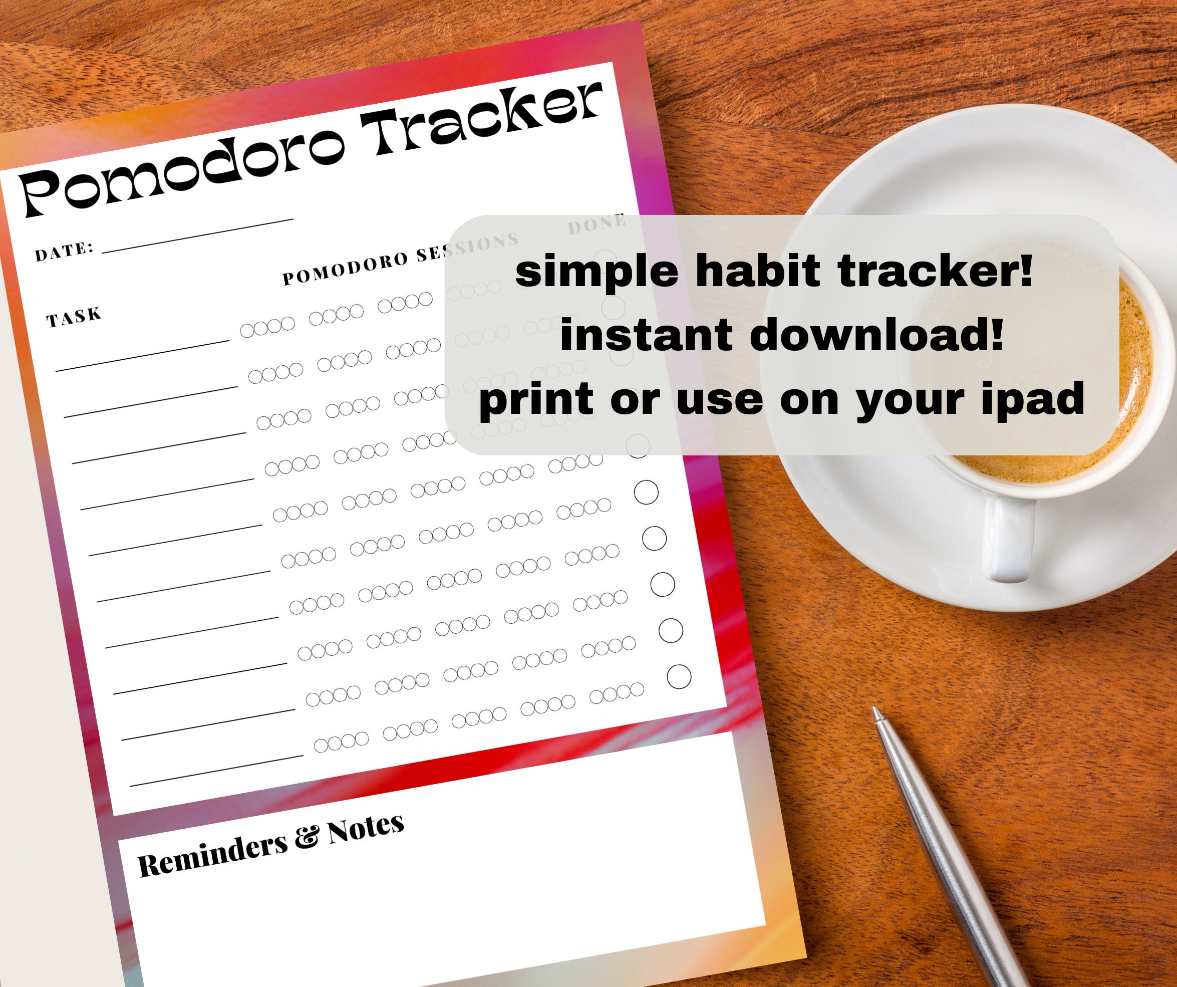 Pomodoro Tracker, Printable Pomodoro Tracker, Pomodoro Planner - Etsy