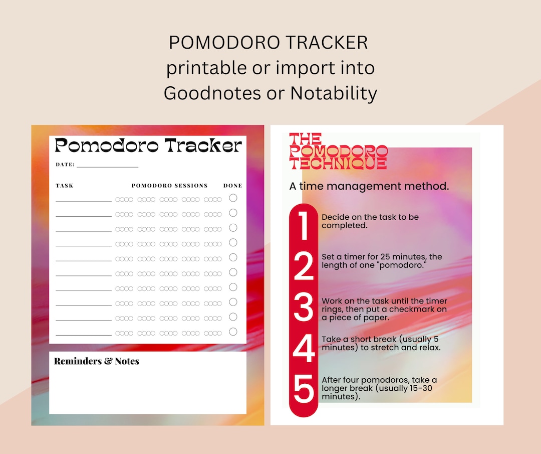 Pomodoro Tracker, Printable Pomodoro Tracker, Pomodoro Planner - Etsy