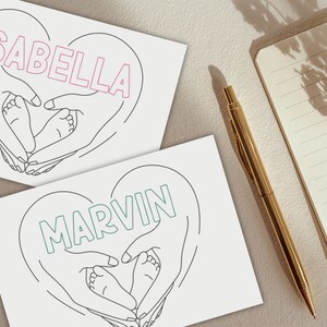 Postkarte "Baby", Geburt, Name, Individuell, Eltern, Mama, Mutter