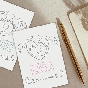 Postkarte "Baby", Geburt, Name, Individuell, Eltern, Mama, Mutter