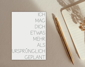 Postkarte "Ein bisschen mehr", Grußkarte, Liebesgrüße, Liebe, Beziehung, Geständnis