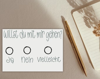 Postkarte "Willst du mit mir gehen?" | Spruch | Zitat | Frage | Beziehung | Ankreuzen