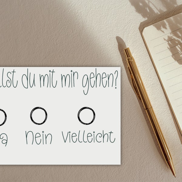 Postkarte "Willst du mit mir gehen?" | Spruch | Zitat | Frage | Beziehung | Ankreuzen