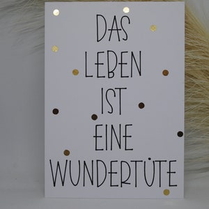 Postkarte "Wundertüte", Grußkarte, Wundertüte, Überraschungen, Leben