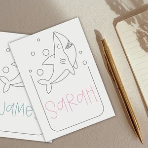 Postkarte "Hai", Grußkarte, Personalisierbar, Individuell, Kind, Name, Geburtstag, Geburt