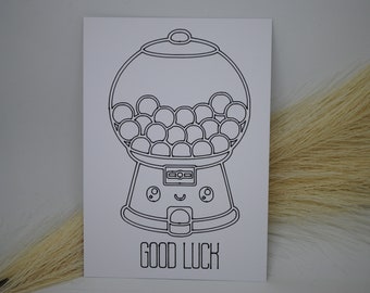 Carte Postale "Gumball Machine" | carte de voeux | Rétro | distributeur de chewing-gums | enfance | années 90 | Chance