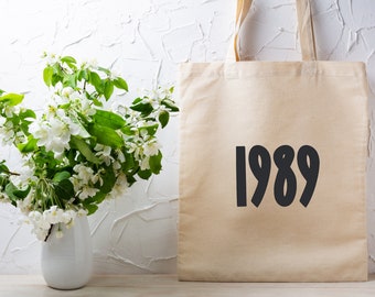 Jutebeutel “1989”, Einkaufsbeutel, Beutel, Tasche, Einkaufstasche, Tragetasche, Tasche mit Henkel