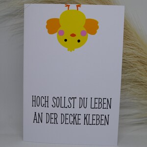 Geburtstagskarte „An der Decke“, Grußkarte, Geburtstag, Alter, Küken, Niedlich, Lustig, Humor