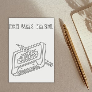 Ansichtkaart "Cassette", wenskaart, retro, cassette, potlood, tape salade, kindertijd, jaren 90