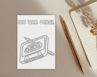 Carte postale "Cassette", carte de voeux, rétro, cassette, crayon, tape salade, enfance, années 90