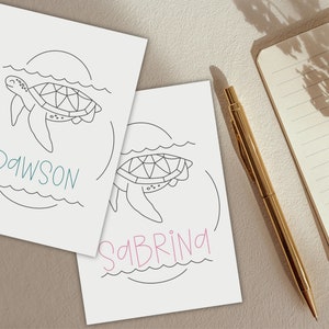 Postkarte "Schildkröte", Grußkarte, Personalisierbar, Individuell, Kind, Name, Geburtstag, Geburt