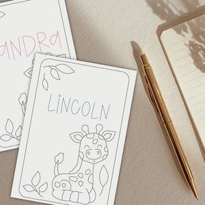 Postkarte "Giraffe", Grußkarte, Personalisierbar, Individuell, Kind, Name, Geburtstag, Geburt