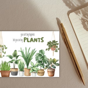 Postal "Plantas", tarjeta de felicitación, plantas, flores, divertida, humorística, plantas en macetas, jardín