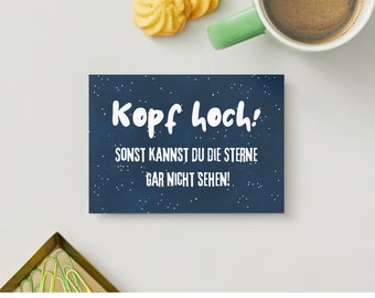 Postcard &quot;Head Up&quot;, greeting card, stars, starry sky, sky, motivation, encouragement