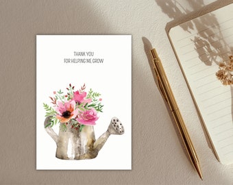Postcard &quot;Grow&quot;, greeting card, thank you, flowers, gratitude, growing, watering can