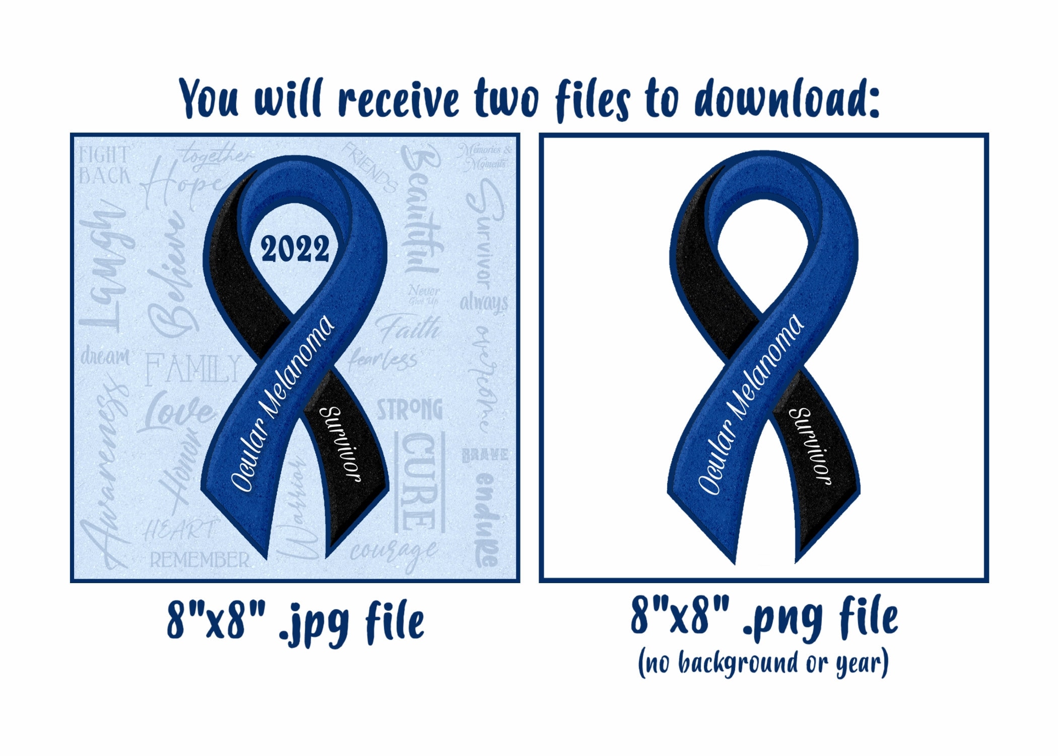 Personalized Ocular Melanoma Cancer Awareness Ribbon Digital Download