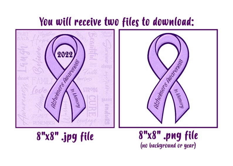 Personalized Alzheimer's Awareness Ribbon Digital Download Bundle ...