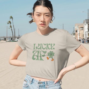 Lucky AF Cropped Top || St. Patrick's Day, St. Paddy's Day, Irish Shirt, Croptop, Crop, Vintage-Inspired, Retro, Funny St. Patrick's Day