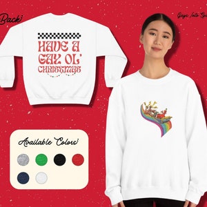 Have A Gay Ol' Christmas Rainbow Santa Crewneck Sweatshirt (Unisex) // Gay, Lesbiana, Regalo para hombres, Divertido, Vintage, Navidad retro