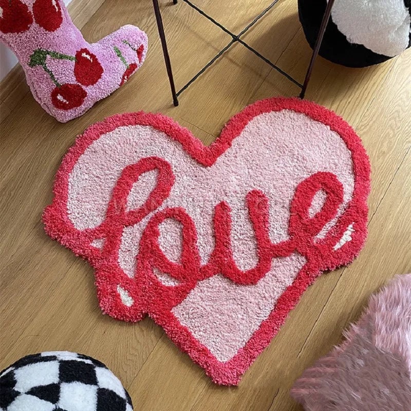 YesRug Valentine's Day Decorations Heart Bathroom Rugs Colorful Cute Bath  Mat Kids Funny Bathroom Decor Preppy Valentines Day Heart Rug Non Slip