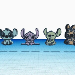 Stitch Straw Topper 4Pc Set STL and Gcode Files for 3D Print