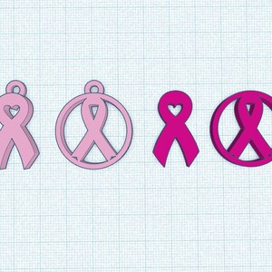 Pink Ribbon Breast Cancer Logo Key Chain STL Files for 3D Print and Gcode for FDM 3D Printers
