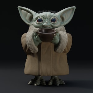 Grogu Standing with a Bowl /// Mandalorian Figure