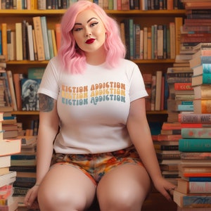 Fiction Addiction Shirt, Book Lover Tee, Reading Tshirt, fantasy tee, booktrovert shirt