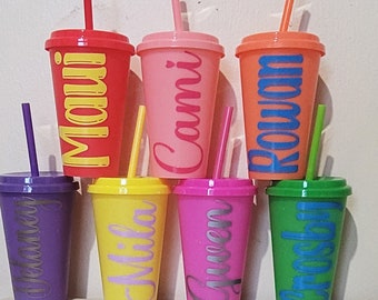 Personalized Cups with Lid and Straw, Kids Cups, Personalized Party Cups, Kids Cups with Name, Kids Party Cups, Kids Party Favors,