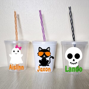Bicchieri di Halloween per bambini Bicchieri rosa personalizzati per feste di Halloween con cannucce per bambini Bomboniere per feste di Halloween Regali di Halloween Bomboniere per la classe