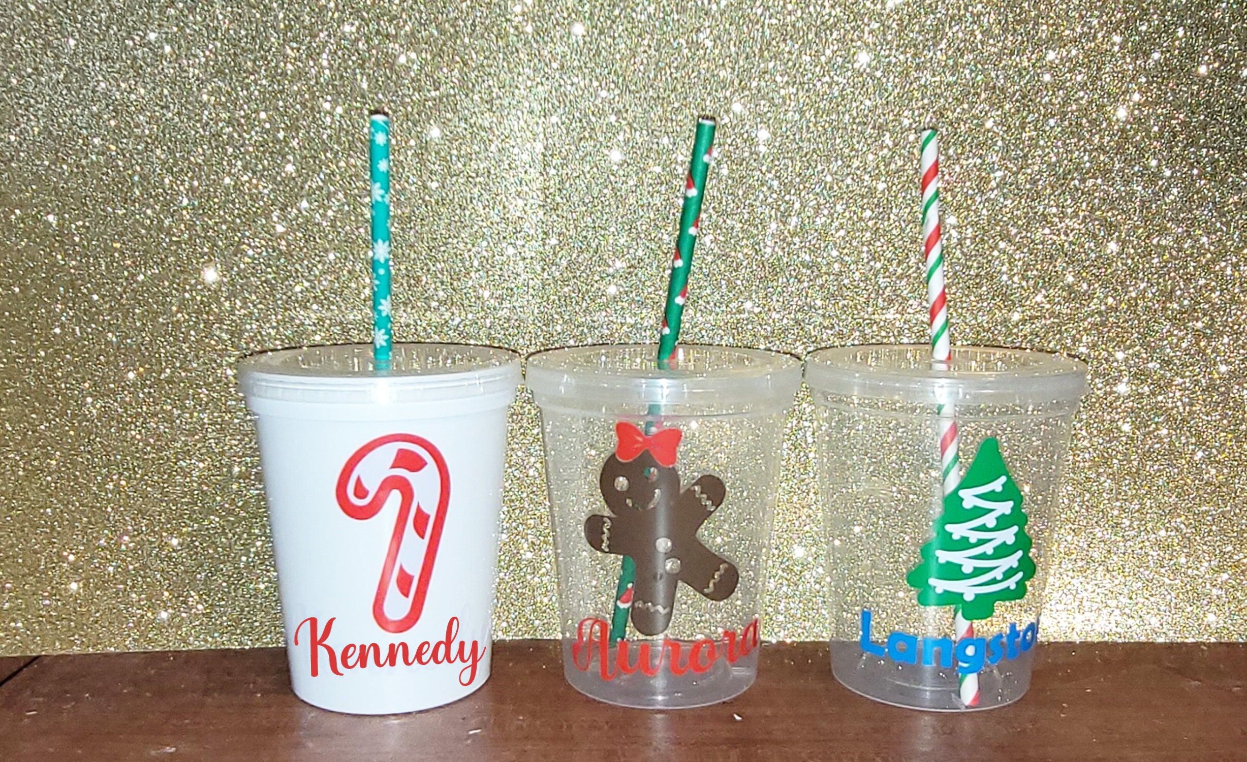 Christmas Party Cups Adults Kids Table Lids/straws Disposable