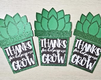 Succulent Teacher Appreciation Gift Thanks for Helping Me Grow Teacher Gift Card Holder Teacher Gift 3D Gift Card Holder Teacher Gift