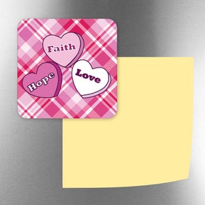 Religious Inspirational Valentine&#39;s Day Magnet Sets Valentine Decorative Refrigerator Magnets Party Favors Pink Buffalo Plaid Faith Gift